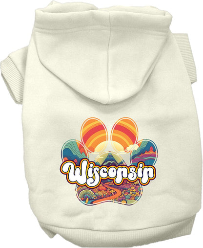 Pet Dog & Cat Screen Printed Hoodie for Small to Medium Pets (Sizes XS-XL), "Wisconsin Groovy Summit"