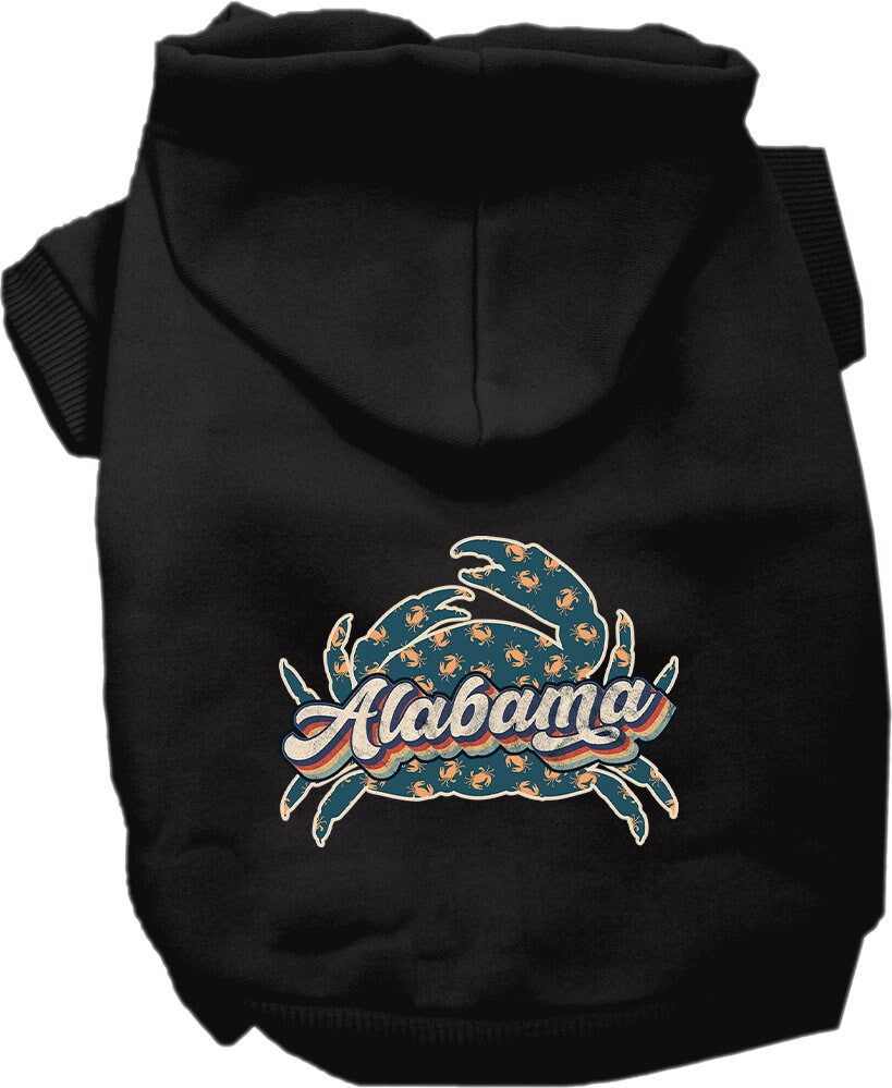 Sudadera con capucha serigrafiada para perros y gatos, para mascotas pequeñas y medianas (tallas XS a XL), "Alabama Retro Crabs"