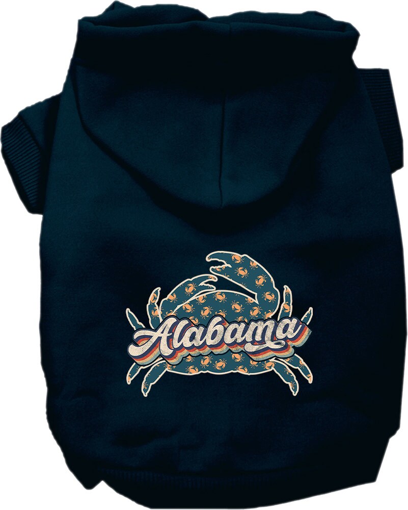 Sudadera con capucha serigrafiada para perros y gatos, para mascotas medianas y grandes (tallas 2XL-6XL), "Alabama Retro Crabs"