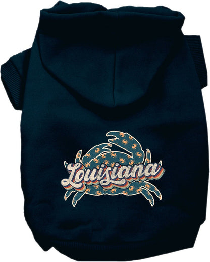 Sudadera con capucha serigrafiada para perros y gatos, para mascotas medianas y grandes (tallas 2XL-6XL), "Louisiana Retro Crabs"