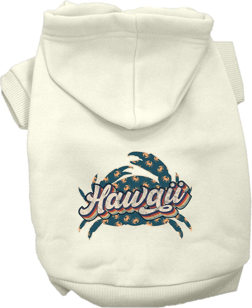 Sudadera con capucha serigrafiada para perros y gatos, para mascotas pequeñas y medianas (tallas XS a XL), "Hawaii Retro Crabs"