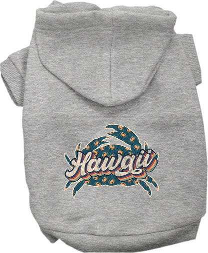 Sudadera con capucha serigrafiada para perros y gatos, para mascotas pequeñas y medianas (tallas XS a XL), "Hawaii Retro Crabs"