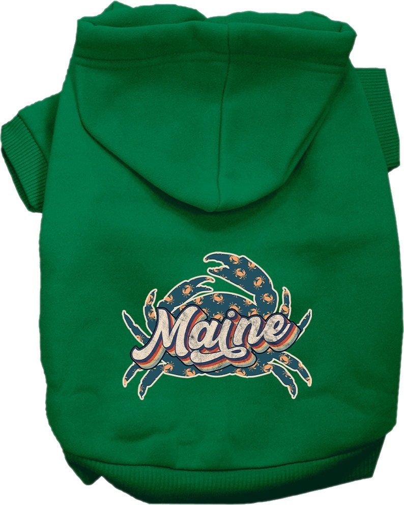 Sudadera con capucha serigrafiada para perros y gatos, para mascotas medianas y grandes (tallas 2XL-6XL), "Maine Retro Crabs"