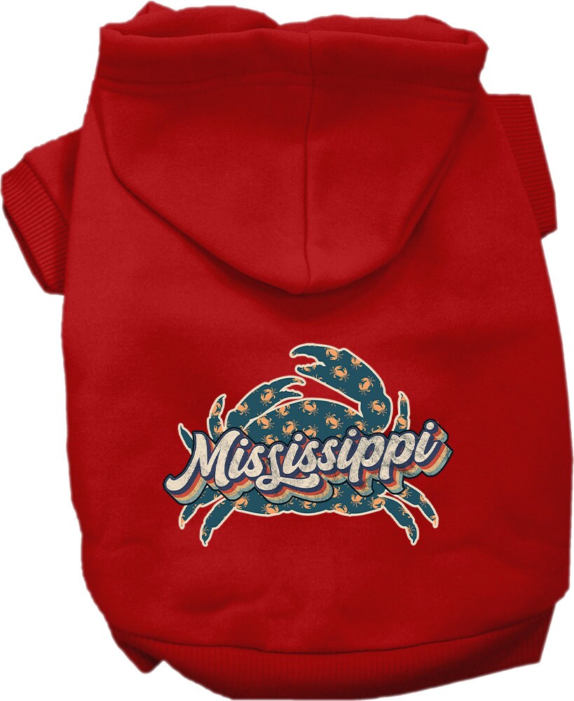 Sudadera con capucha serigrafiada para perros y gatos, para mascotas medianas y grandes (tallas 2XL-6XL), "Mississippi Retro Crabs"