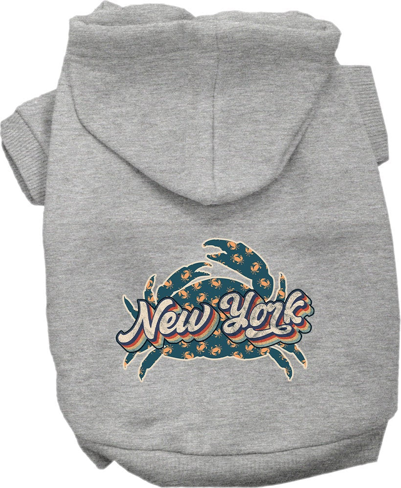 Pet Dog & Cat Screen Printed Hoodie for Medium to Large Pets (Sizes 2XL-6XL), "New York Retro Crabs"