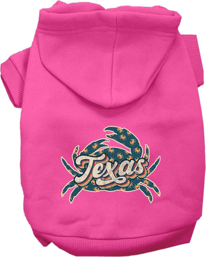 Pet Dog & Cat Screen Printed Hoodie for Small to Medium Pets (Sizes XS-XL), "Texas Retro Crabs"