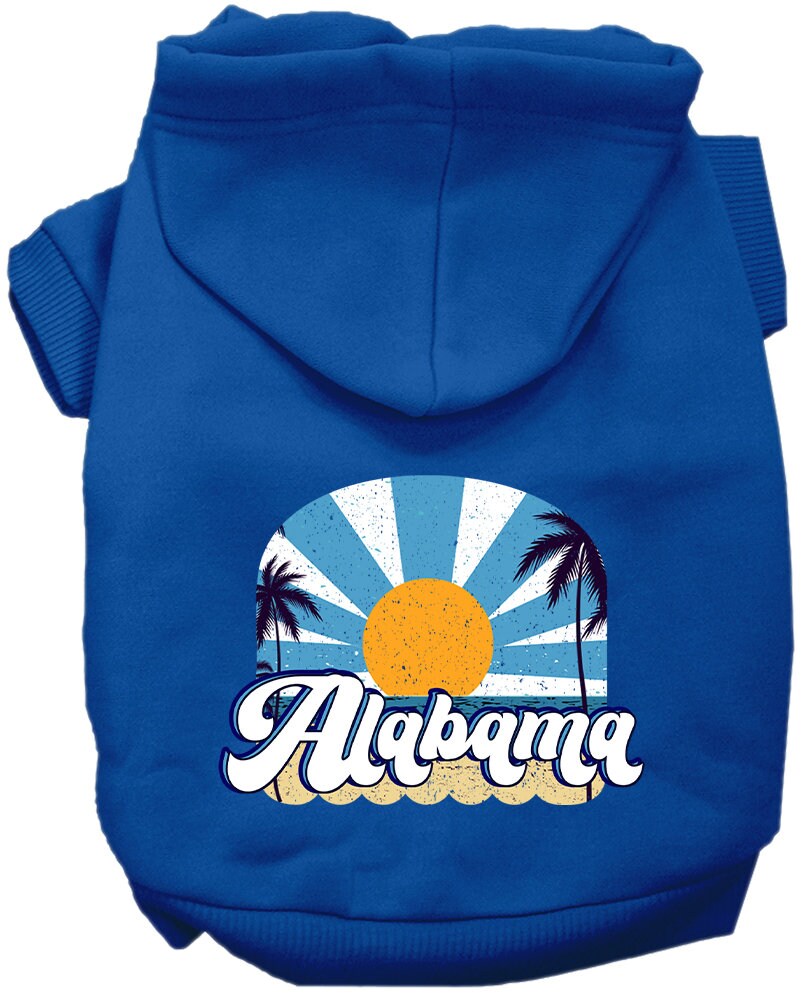 Sudadera con capucha serigrafiada para perros y gatos, para mascotas pequeñas y medianas (tallas XS a XL), "Alabama Coast"