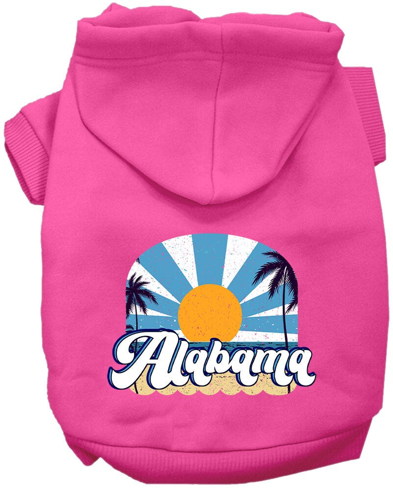 Sudadera con capucha serigrafiada para perros y gatos, para mascotas pequeñas y medianas (tallas XS a XL), "Alabama Coast"