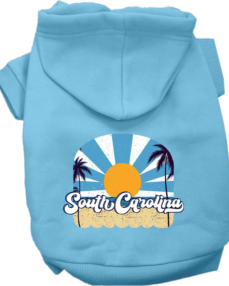 Sudadera con capucha serigrafiada para perros y gatos, para mascotas pequeñas y medianas (tallas XS a XL), "South Carolina Coast"