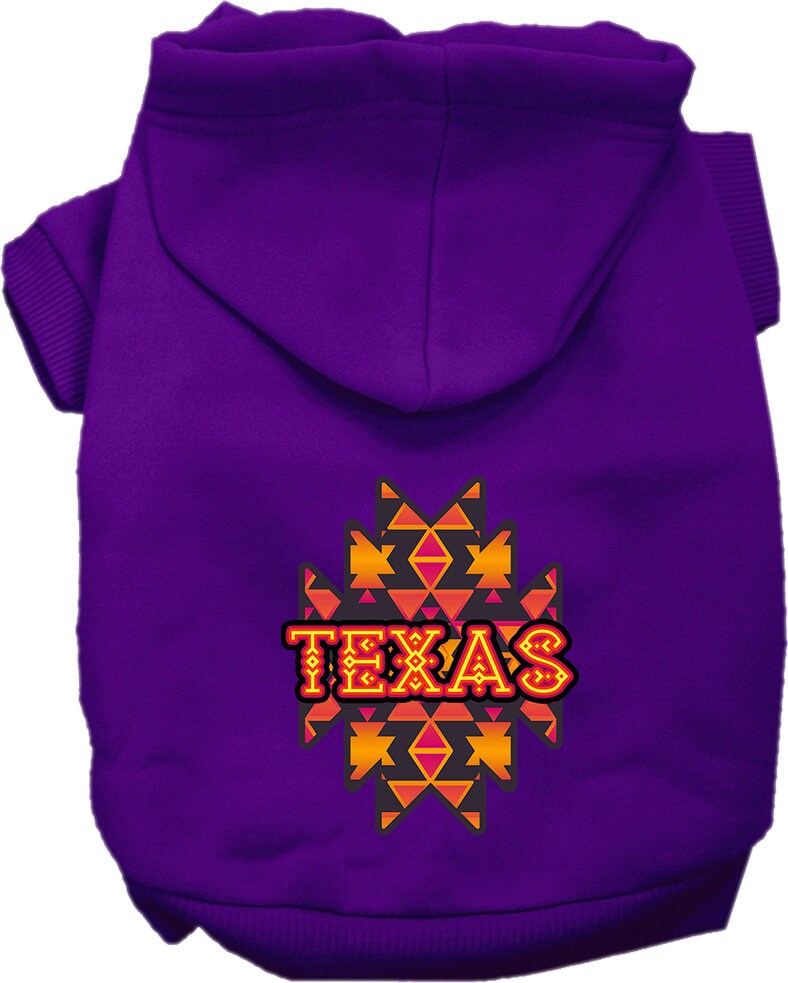 Pet Dog & Cat Screen Printed Hoodie for Small to Medium Pets (Sizes XS-XL), "Texas Navajo Tribal"