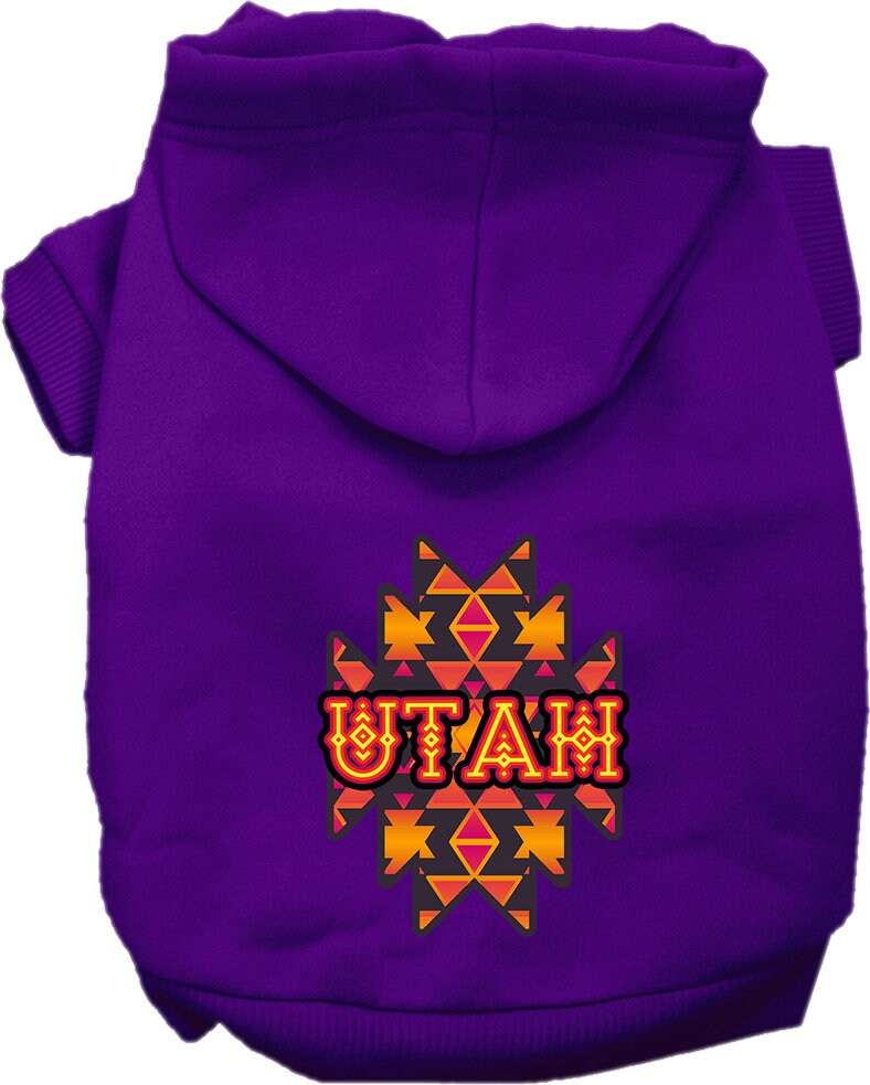 Sudadera con capucha serigrafiada para perros y gatos, para mascotas pequeñas y medianas (tallas XS a XL), "Utah Navajo Tribal"