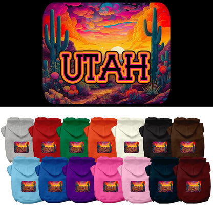 Pet Dog & Cat Screen Printed Hoodie for Small to Medium Pets (Sizes XS-XL), "Utah Neon Desert"