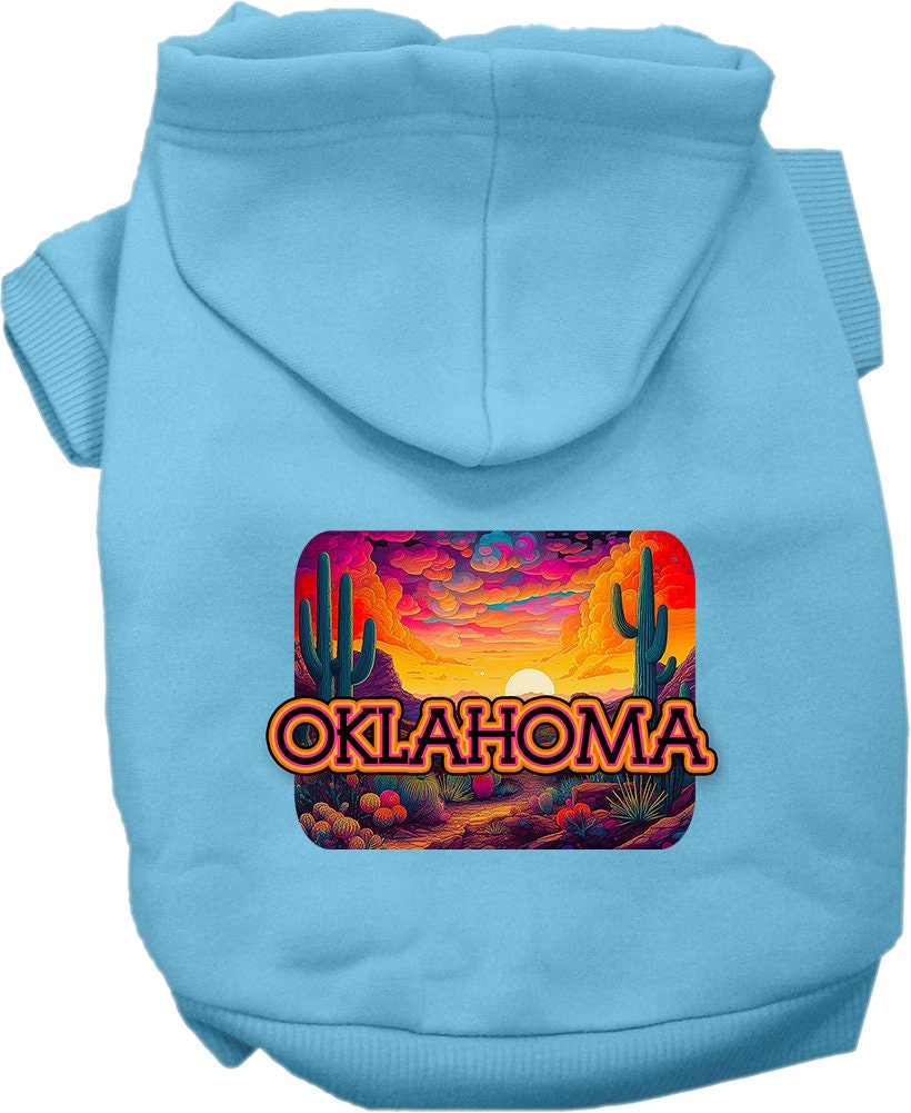 Sudadera con capucha serigrafiada para perros y gatos, para mascotas pequeñas y medianas (tallas XS a XL), "Oklahoma Neon Desert"