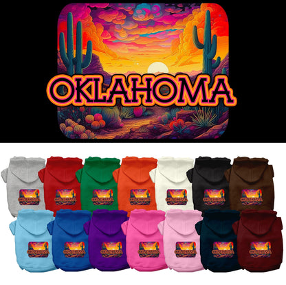 Sudadera con capucha serigrafiada para perros y gatos, para mascotas pequeñas y medianas (tallas XS a XL), "Oklahoma Neon Desert"