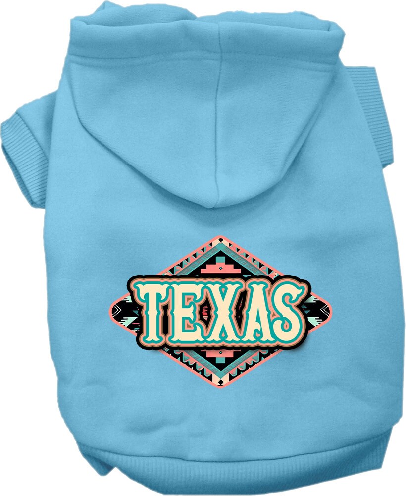 Sudadera con capucha serigrafiada para perros y gatos, para mascotas pequeñas y medianas (tallas XS a XL), "Texas Peach Aztec"