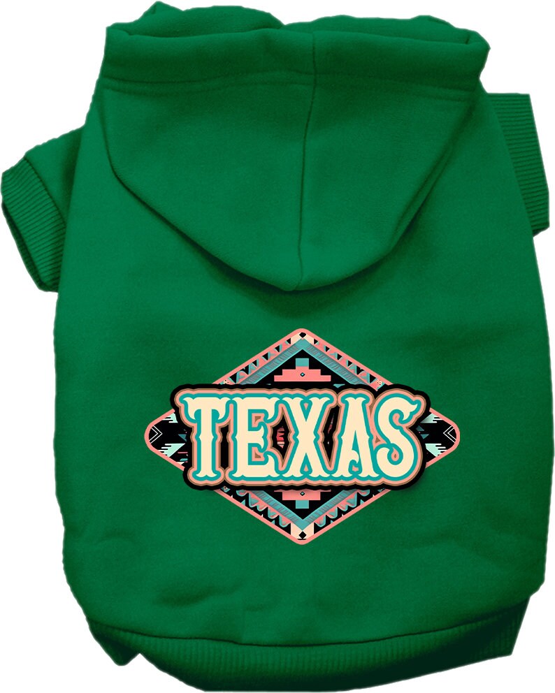 Sudadera con capucha serigrafiada para perros y gatos, para mascotas pequeñas y medianas (tallas XS a XL), "Texas Peach Aztec"