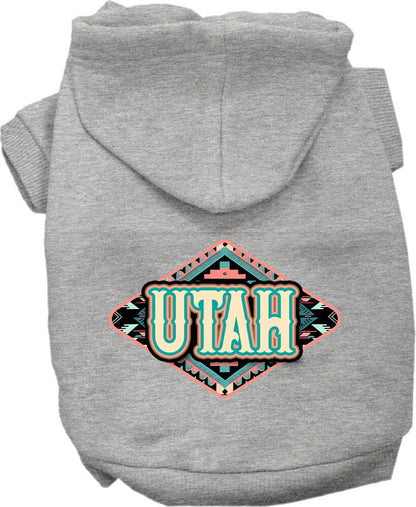 Sudadera con capucha serigrafiada para perros y gatos, para mascotas pequeñas y medianas (tallas XS a XL), "Utah Peach Aztec"