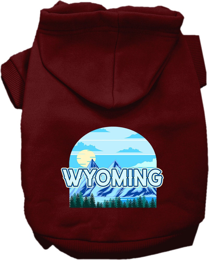 Sudadera con capucha serigrafiada para perros y gatos, para mascotas pequeñas y medianas (tallas XS a XL), "Wyoming Trailblazer"