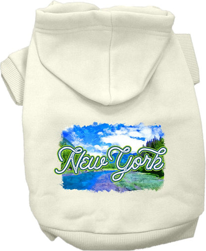 Pet Dog & Cat Screen Printed Hoodie for Small to Medium Pets (Sizes XS-XL), "New York Summer"