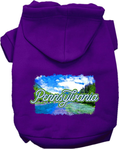 Sudadera con capucha serigrafiada para perros y gatos, para mascotas medianas y grandes (tallas 2XL-6XL), "Pennsylvania Summer"