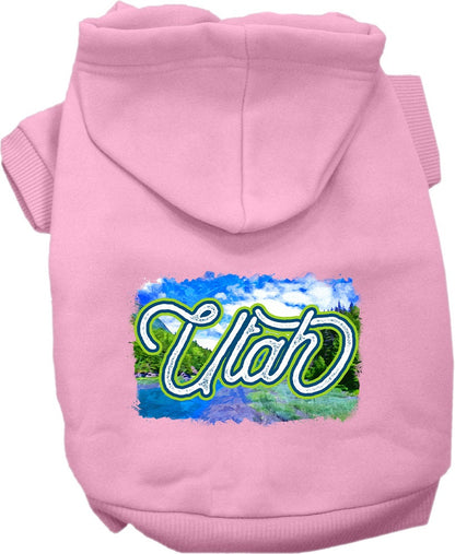 Sudadera con capucha serigrafiada para perros y gatos, para mascotas pequeñas y medianas (tallas XS a XL), "Utah Summer"