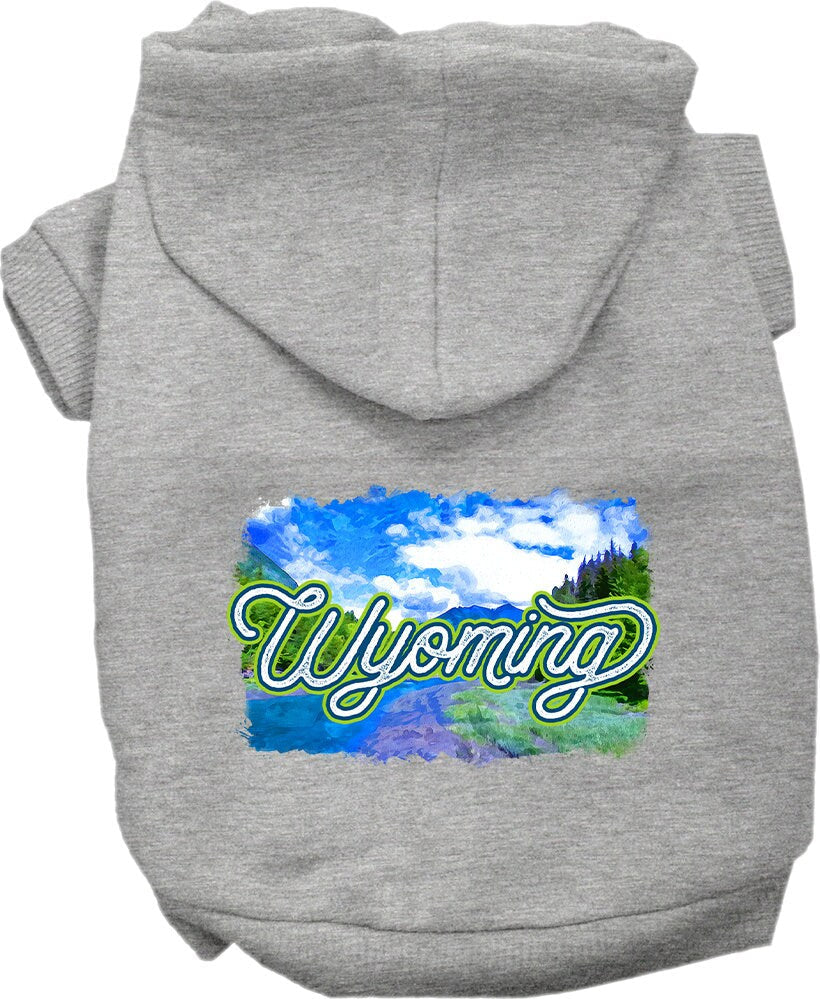 Sudadera con capucha serigrafiada para perros y gatos, para mascotas pequeñas y medianas (tallas XS a XL), "Wyoming Summer"