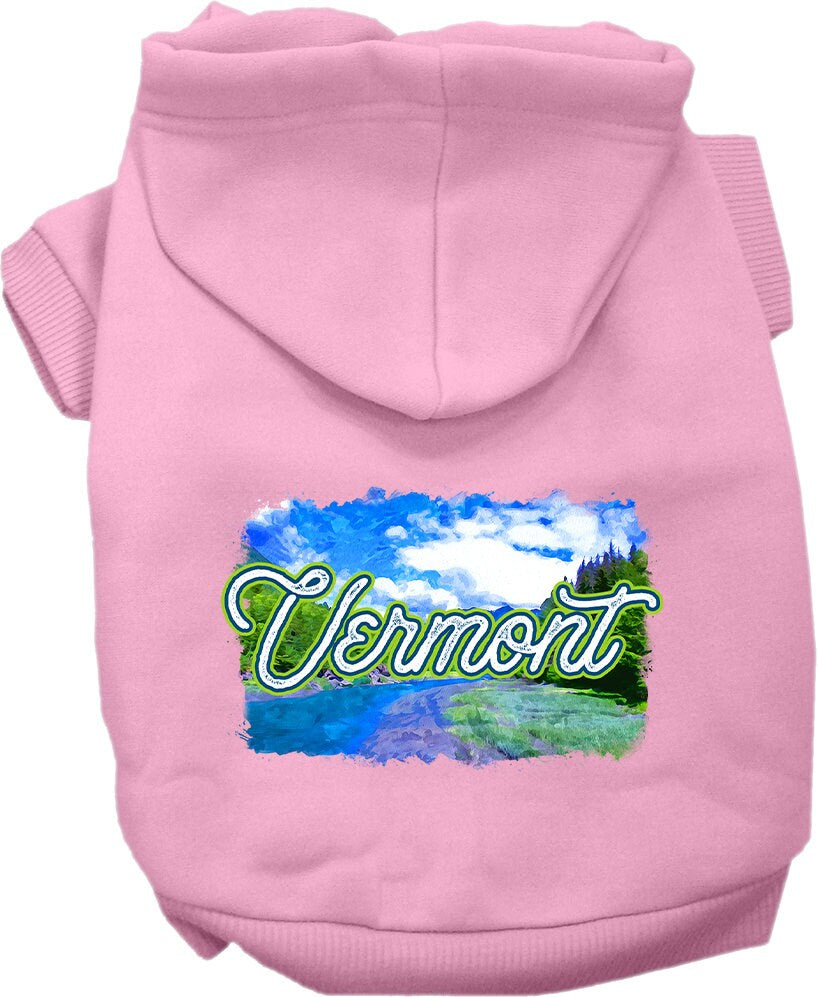 Sudadera con capucha serigrafiada para perros y gatos, para mascotas pequeñas y medianas (tallas XS a XL), "Vermont Summer"