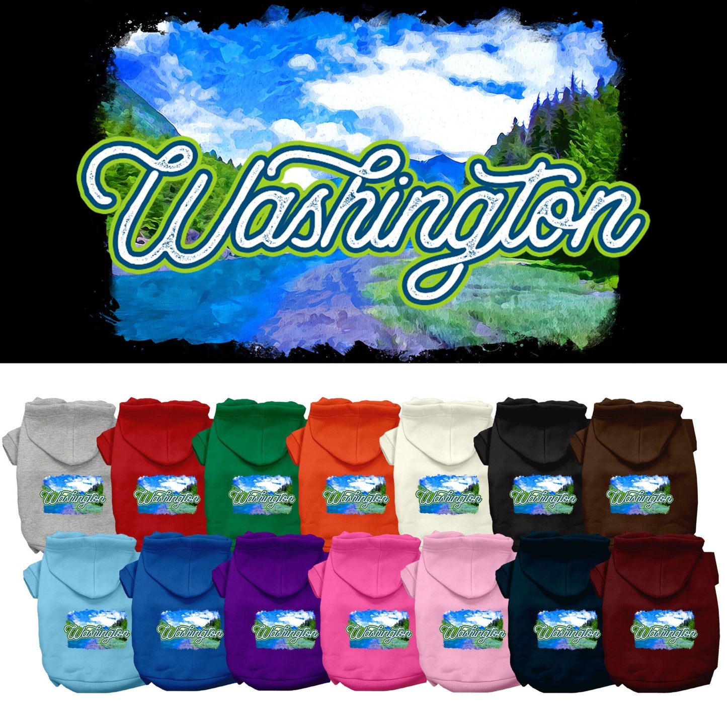 Sudadera con capucha serigrafiada para perros y gatos, para mascotas pequeñas y medianas (tallas XS a XL), "Washington Summer"