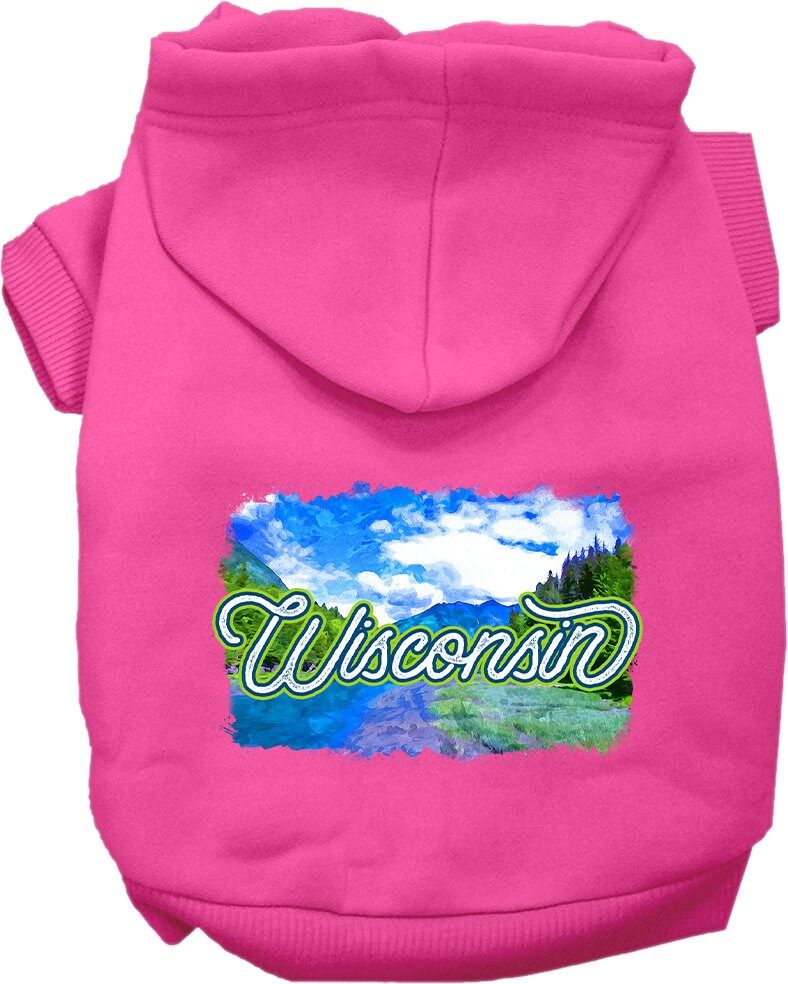 Sudadera con capucha serigrafiada para perros y gatos, para mascotas pequeñas y medianas (tallas XS a XL), "Wisconsin Summer"