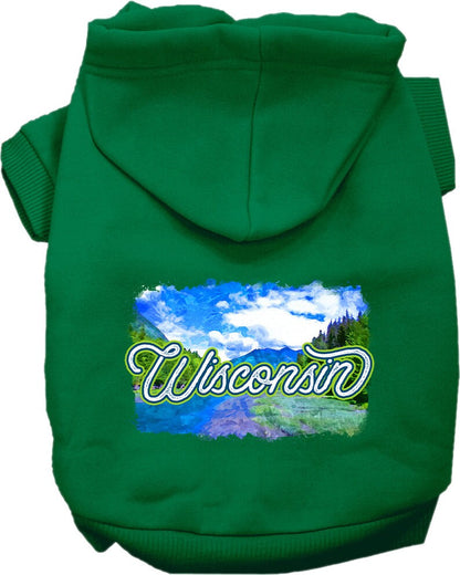 Sudadera con capucha serigrafiada para perros y gatos, para mascotas pequeñas y medianas (tallas XS a XL), "Wisconsin Summer"