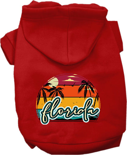 Sudadera con capucha serigrafiada para perros y gatos, para mascotas medianas y grandes (tallas 2XL-6XL), "Florida Retro Beach Sunset"