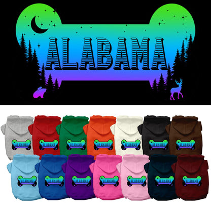 Sudadera con capucha serigrafiada para perros y gatos, para mascotas medianas y grandes (tallas 2XL-6XL), "Alabama Mountain Shades"