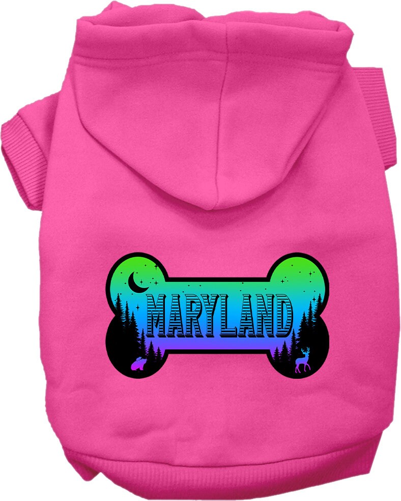 Pet Dog & Cat Screen Printed Hoodie for Small to Medium Pets (Sizes XS-XL), "Maryland Mountain Shades"