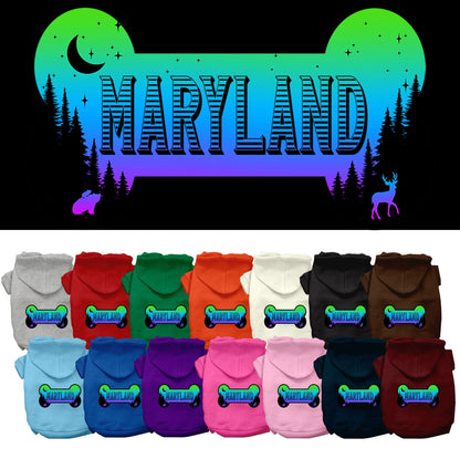 Sudadera con capucha serigrafiada para perros y gatos, para mascotas pequeñas y medianas (tallas XS a XL), "Maryland Mountain Shades"