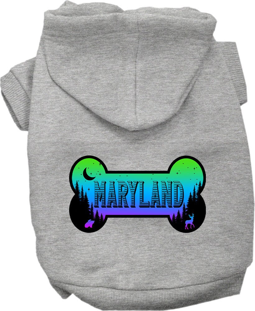 Pet Dog & Cat Screen Printed Hoodie for Small to Medium Pets (Sizes XS-XL), "Maryland Mountain Shades"