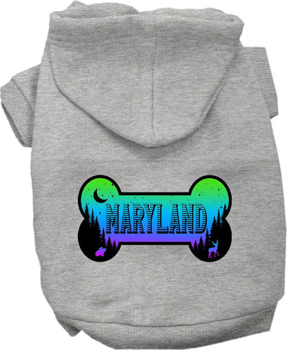 Sudadera con capucha serigrafiada para perros y gatos, para mascotas pequeñas y medianas (tallas XS a XL), "Maryland Mountain Shades"