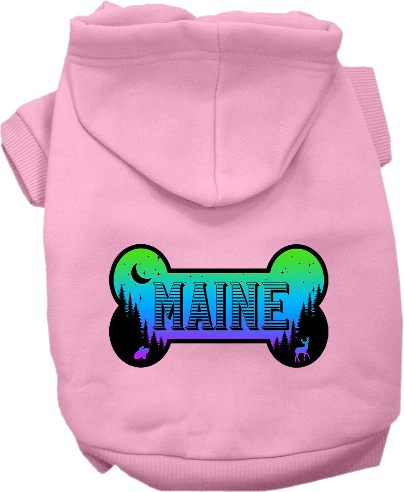 Sudadera con capucha serigrafiada para perros y gatos, para mascotas pequeñas y medianas (tallas XS a XL), "Maine Mountain Shades"