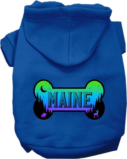 Sudadera con capucha serigrafiada para perros y gatos, para mascotas pequeñas y medianas (tallas XS a XL), "Maine Mountain Shades"