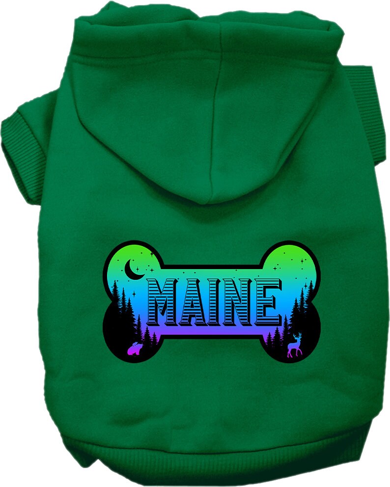 Sudadera con capucha serigrafiada para perros y gatos, para mascotas pequeñas y medianas (tallas XS a XL), "Maine Mountain Shades"