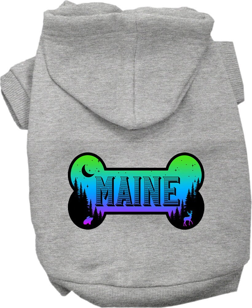 Sudadera con capucha serigrafiada para perros y gatos, para mascotas pequeñas y medianas (tallas XS a XL), "Maine Mountain Shades"