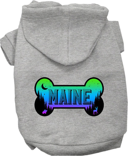 Sudadera con capucha serigrafiada para perros y gatos, para mascotas pequeñas y medianas (tallas XS a XL), "Maine Mountain Shades"