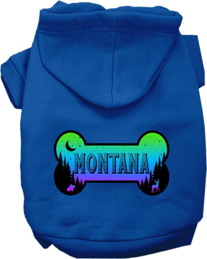 Sudadera con capucha serigrafiada para perros y gatos, para mascotas pequeñas y medianas (tallas XS a XL), "Montana Mountain Shades"