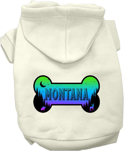 Sudadera con capucha serigrafiada para perros y gatos, para mascotas pequeñas y medianas (tallas XS a XL), "Montana Mountain Shades"