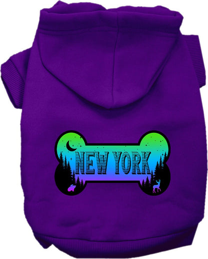 Sudadera con capucha serigrafiada para perros y gatos, para mascotas medianas y grandes (tallas 2XL-6XL), "New York Mountain Shades"