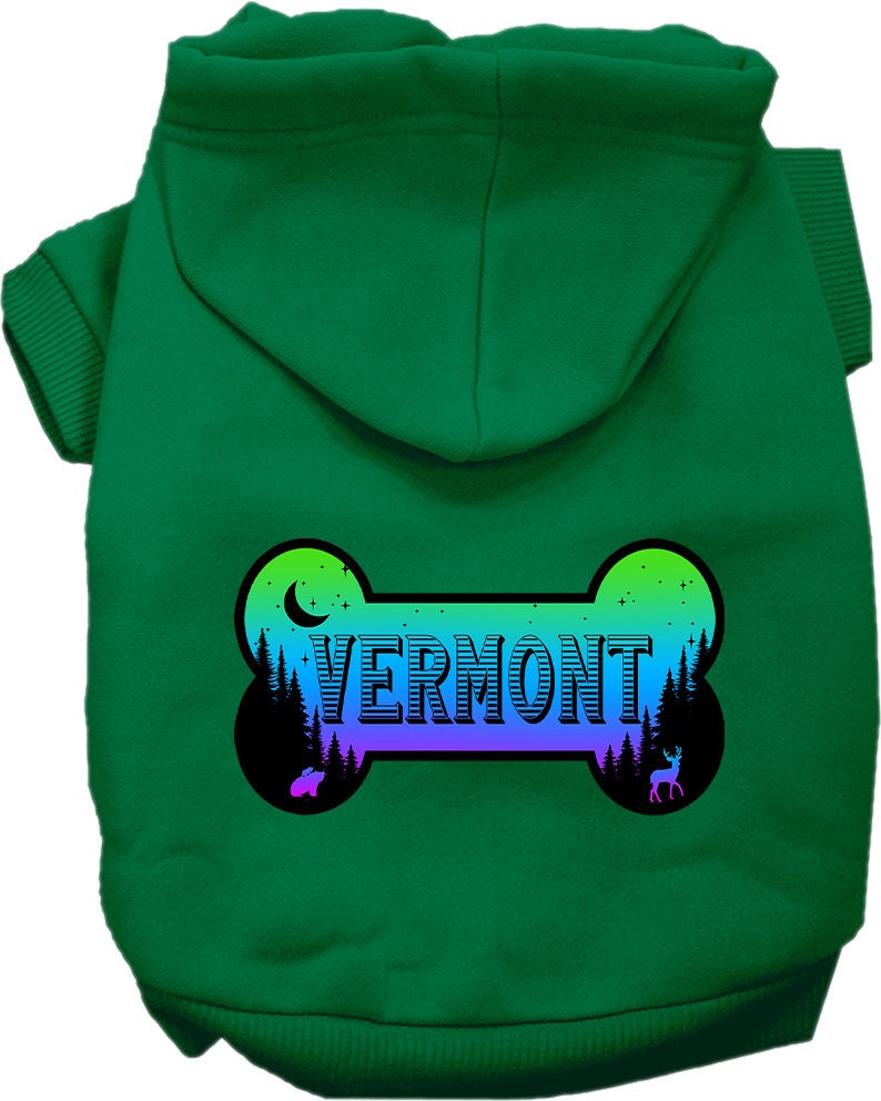 Sudadera con capucha serigrafiada para perros y gatos, para mascotas pequeñas y medianas (tallas XS a XL), "Vermont Mountain Shades"