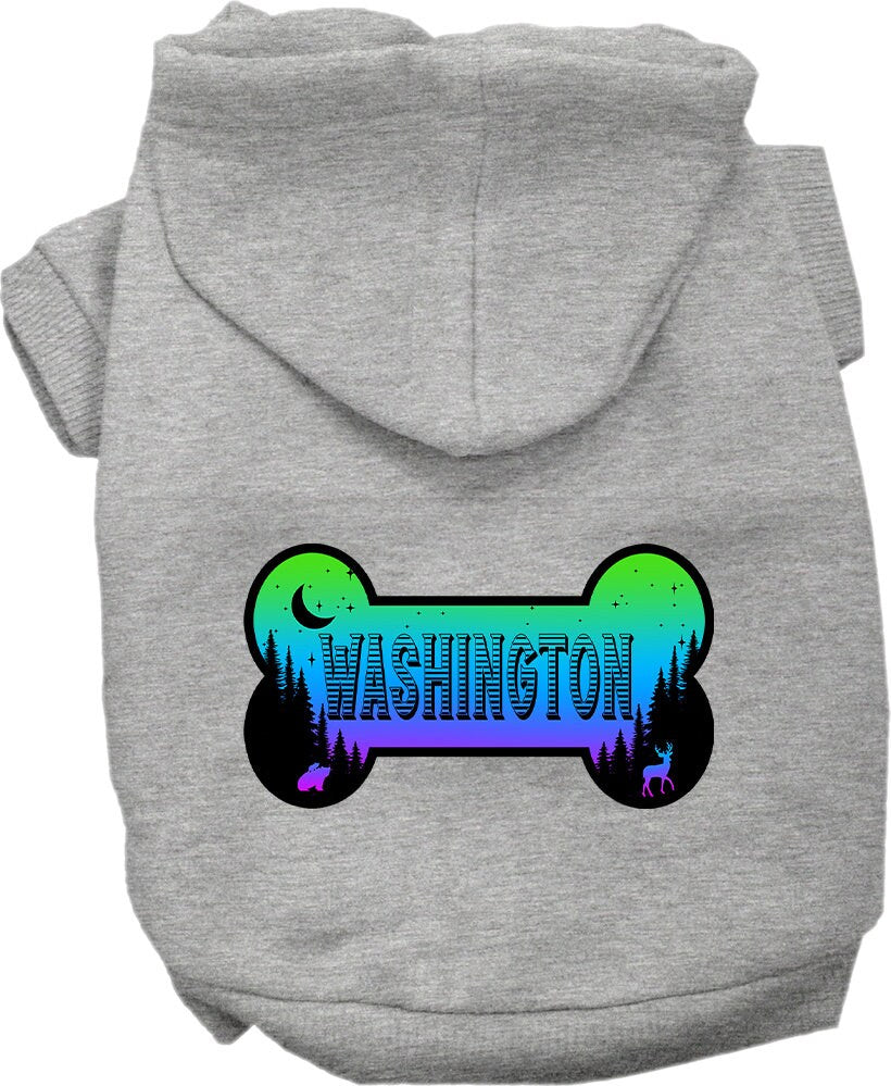 Pet Dog & Cat Screen Printed Hoodie for Small to Medium Pets (Sizes XS-XL), "Washington Mountain Shades"