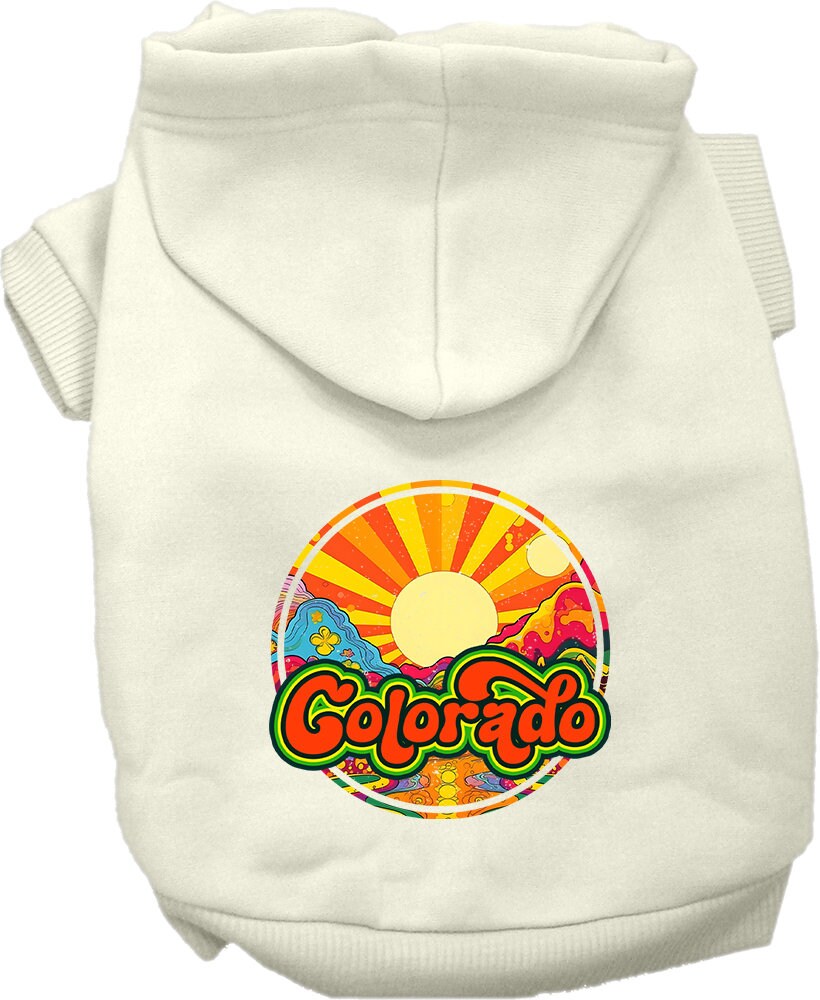 Pet Dog & Cat Screen Printed Hoodie for Small to Medium Pets (Sizes XS-XL), "Colorado Mellow Mountain"