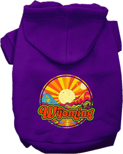 Sudadera con capucha serigrafiada para perros y gatos, para mascotas pequeñas y medianas (tallas XS a XL), "Wyoming Mellow Mountain"