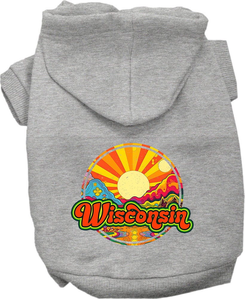 Pet Dog & Cat Screen Printed Hoodie for Small to Medium Pets (Sizes XS-XL), "Wisconsin Mellow Mountain"