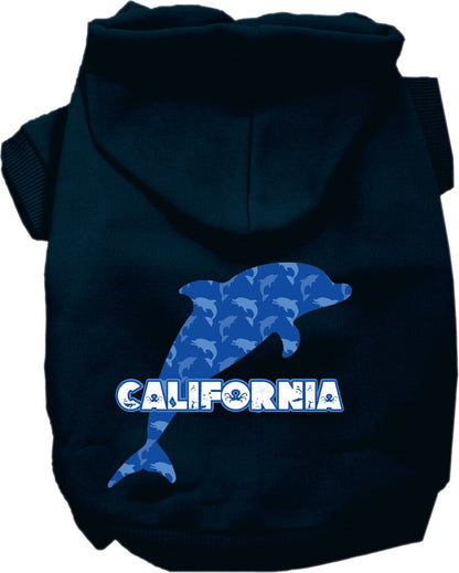 Sudadera con capucha serigrafiada para perros y gatos, para mascotas medianas y grandes (tallas 2XL-6XL), "California Blue Dolphins"